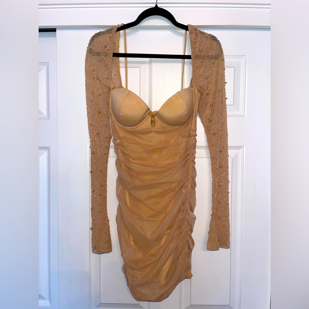WORN ONCE: Oh Polly Gold beaded cocktail dress